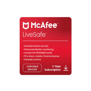 McAfee Live Safe | Unlimited Devices | Antivirus Internet and Identity Security Software | 1 Year Subscription